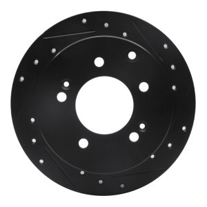 Kia Soul Brake Rotor (1) - Rear Right - R1 Concepts - Drilled & Slotted - Black - `10-`13